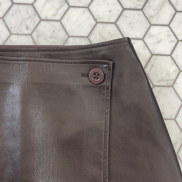 Babaton Vegan Leather Wrap Mini Skirt - Picture 4 of 6